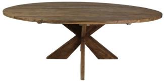 HSM COLLECTION Natural Wood Collection Esstisch Oval aus Teak Massivholz - 220x110 cm - New Vintage Grau