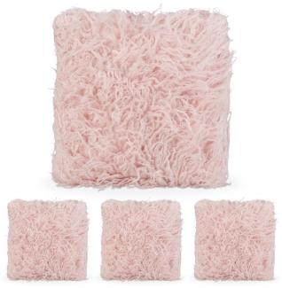 4 x flauschige Kissen rosa 10040407