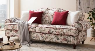 Sofa 3,5-Sitzer Elita in creme Landhaus Blumen 228 cm