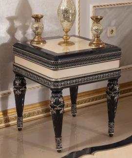 Casa Padrino Luxus Barock Beistelltisch Beige / Schwarz / Gold - Prunkvoller Massivholz Tisch im Barockstil - Barock Wohnzimmer Möbel - Edel & Prunkvoll