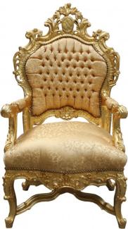 Casa Padrino Barock Luxus Thron Sessel Gold Muster/Gold - Barock Möbel Thron Königssessel - Limited Edition