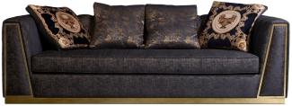Casa Padrino Luxus Wohnzimmer Sofa mit dekorativen Kissen Schwarz / Gold 238 x 97 x H. 72 cm - Luxus Möbel