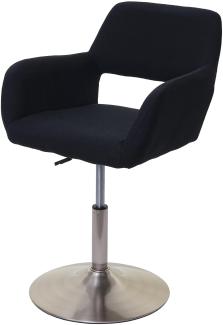 Esszimmerstuhl HWC-A50 III, Stuhl Küchenstuhl, Retro 50er Jahre, Stoff/Textil ~ schwarz, Fuß gebürstet