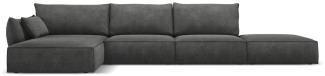 Micadoni 5-Sitzer Ecke links Sofa Kaelle | Bezug Dark Grey | Beinfarbe Black Plastic