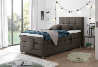 Boxspringbett 'MANOLO 2' in Stoff Stone mit Motor 100x200