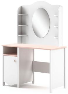 Schminktisch "Mia" Frisiertisch 110x51cm weiß rosa mit Spiegel