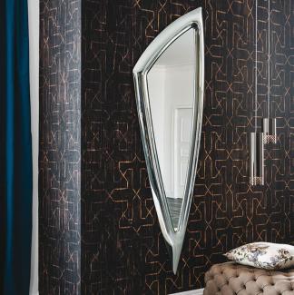 Casa Padrino Luxus Designer Spiegel 75 x 8 x H. 215 cm - Wandspiegel mit Rahmen aus gebogenem Glas - Luxus Kollektion