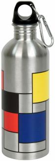 Könitz Flasche Cool Bottle - Hommage to Mondrian, Thermoflasche, Outdoorflasche, Doppelwandig mit Verschluss, Edelstahl, Silbern, 600 ml, 11 9 244 2310