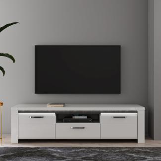 FORTE Brugia TV-Unterschrank mit LED Beleuchtung, Holzwerkstoff, Grau/Weiß, 161,1 x 43,9 x 52,7 cm