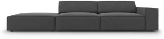 Micadoni 3-Sitzer Links Samtstoff Sofa Jodie | Bezug Grey | Beinfarbe Black Plastic