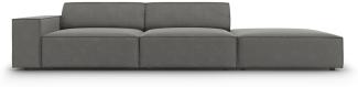 Micadoni 3-Sitzer Rechts Samtstoff Sofa Jodie | Bezug Light Grey | Beinfarbe Black Plastic