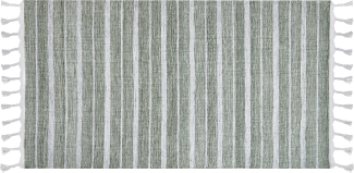 Outdoor Teppich dunkelgrün weiß 80 x 150 cm Streifenmuster Kurzflor BADEMLI