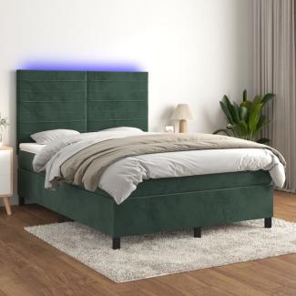 Boxspringbett mit Matratze & LED Dunkelgrün 140x190 cm Samt 3136182