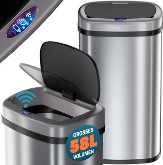 Monzana Sensor Mülleimer 58 L Wasserdicht Automatik Eckig Küche Abfalleimer Müllbehälter Edelstahl