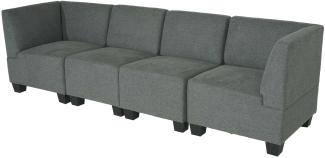 Modular 4-Sitzer Sofa Couch Lyon, Stoff/Textil ~ grau, hohe Armlehnen