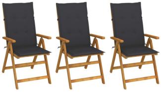 Klappbare Gartenstühle 3 Stk. mit Auflagen Massivholz Akazie