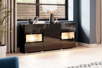 Sideboard "Athens" Kommode 132 cm schwarz Hochglanz