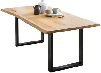 SalesFever Tisch Esstisch 160x90 cm aus Eiche Metall, Holz natur, schwarz