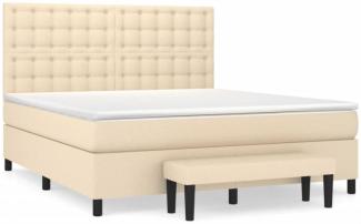 vidaXL Boxspringbett mit Matratze Creme 180x200 cm Stoff, Härtegrad: H2 [3136938]