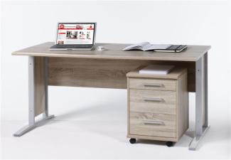 'Office line' Schreibtisch mit Rollcontainer, Sonoma Eiche, 72 x 70 x 150 cm
