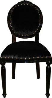 Casa Padrino Barock Medaillon Luxus Esszimmer Stuhl ohne Armlehnen in Schwarz / Schwarz - Limited Edition