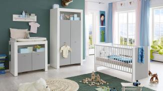 Trendteam Babyzimmer Set PASI 4-tlg. Kinderzimmer in weiß und grau