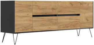 Magnolia Home 'Heros' Sideboard mit SoftClose, Holz natur / graphit, 72 x 42 x 199 cm