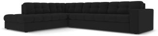 Micadoni 5-Sitzer Ecke links Sofa Justin | Bezug Black | Beinfarbe Black Plastic