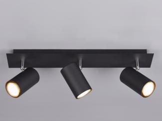 Moderner LED Deckenstrahler aus schwarz mattem Metall mit 3 schwenkbaren Spots