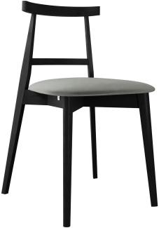 Esszimmerstuhl Hazren, Stuhl aus Buchenholz für Küche, Restaurant (Schwarz / Magic Velvet 2217)