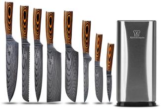 Professionelles Edelstahl Messerset Akarui mit Edelstahl Messerblock - 8-teiliges Küchenmesser Set - rostfrei & scharf - Designed in Germany