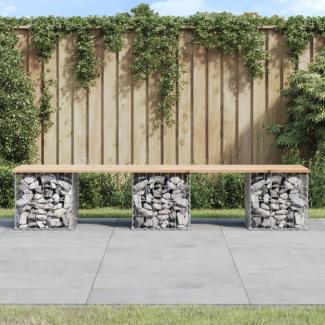 vidaXL Gartenbank aus Gabionen 203x44x42 cm Massivholz Kiefer