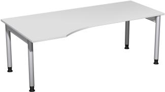 PC-Schreibtisch '4 Fuß Pro' links, höhenverstellbar, 200x100cm, Lichtgrau / Silber