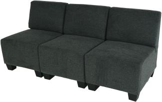 Modular 3-Sitzer Sofa Couch Lyon, Stoff/Textil ~ anthrazit-grau, ohne Armlehnen