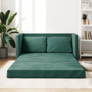 Bodensofa mit Schlaffunktion Dunkelgrün 122x204x55 cm Samt (Farbe: Grün)
