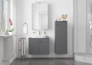 Badezimmermöbel-Set Spiegelschrank Waschtisch Schrank halbhoch grau V-90. 59-01