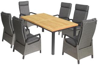 Gartenmöbel Set Newport 4, 6x Hochlehner Gartenstühle, 1x ausziehbarer Tisch
