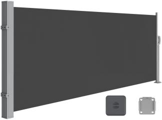 SONGMICS Seitenmarkise mit Stahl-Kasten, rostbeständig, ausziehbar, 140 x 300 cm, Sichtschutz, Sonnenschutz