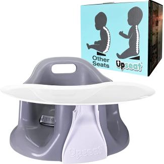 Upseat Babystuhl-Sitzerhöhung mit Tablett, entwickelt mit Physiotherapeuten (Grau)