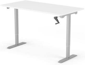 manuell höhenverstellbarer Schreibtisch EASY 160 x 80 cm - Gestell Grau, Platte Weiss