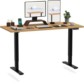 Flexispot Hemera Höhenverstellbarer Schreibtisch (160 x 80 cm), mit Memory-Steuerung und Softstart/-Stop& integriertes Anti-Kollisionssystem, Schwarz Gestell + Ahorn Tischplatte