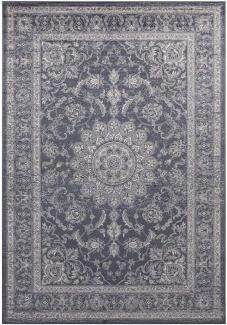 Orientalischer Samt Teppich Täbris - 160x230x0,3cm - antrazit, silber