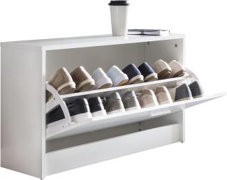 KADIMA DESIGN Holz Schuhkipper Bank mit Ablagefach und 2 Unterfächern für ordentlich strukturierte Flure - Platzsparende Lösung. Farbe: Weiß