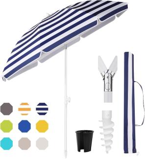 Sekey® 160 cm Sonnenschirm Balkon mit Bodenhülse & Schutzhülle, Neigungs- und Höhenverstellung, Sonnenschirm Strand für Balkon, Garten & Terrasse, Runder Sonnenschutz UPF 50+