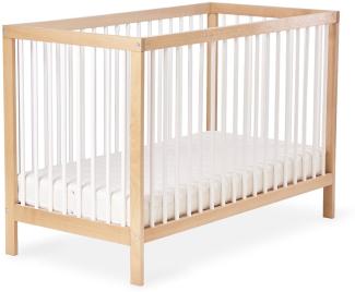 Ehrenkind® Babybett PUR 120x60 aus Natur Buchenholz | Kinderbett 9-Fach höhenverstellbar mit entnehmbaren Stangen