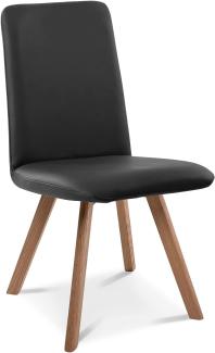 Möbel-Eins GLORIA Polsterstuhl, Gestell Massivholz schwarz mit Drehfunktion Echtleder