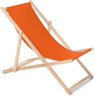 GreenBlue Liegestuhl Sonnenliege Klappbar aus Buchholz ohne Armlehne Sonnenliege Gartenliege Liege (Orange)