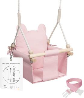 MAMOI® Baby Swing Child Swing Wood Pink + SAFETY BELT | CE | 100% ECO | Made in EU