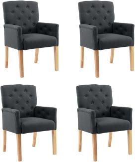 vidaXL Esszimmerstühle mit Armlehnen 4 Stk. Grau Stoff