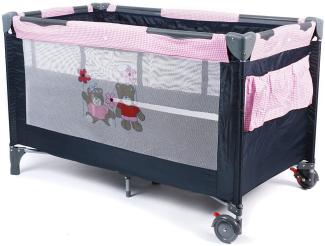 Chic 4 Baby 'Luxus Pink Checker' Reisebett schwarz / pink